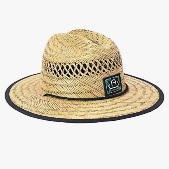 Other - Wide-Brim Sun Straw Hat with Tightener Summer Beach Sun Protection Natural Straw